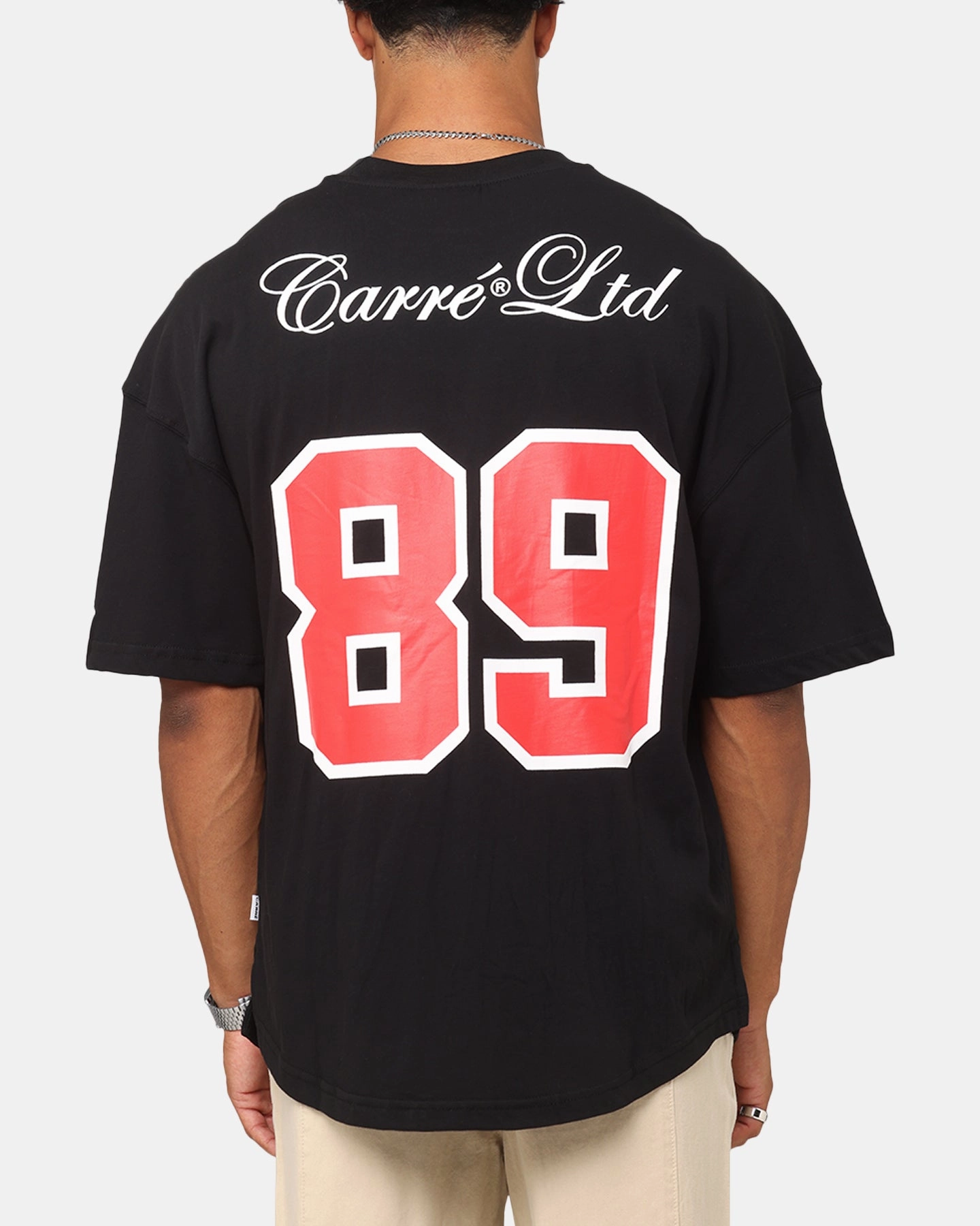 Carre Hitta Grid Iron T-Shirt Black/Red Quick Dry Material MultiPly Fabric