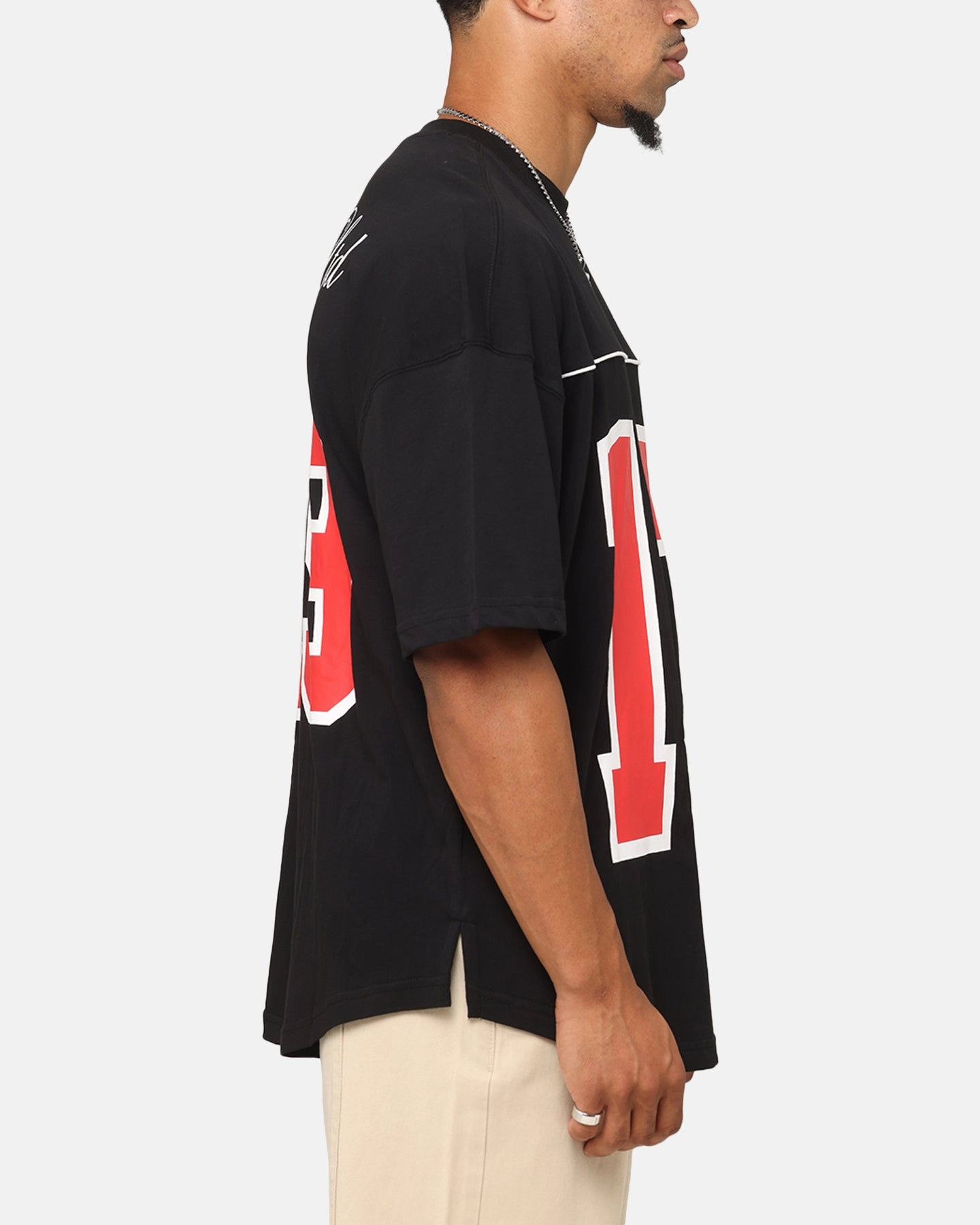 Washable Carre Hitta Grid Iron T-Shirt Black/Red