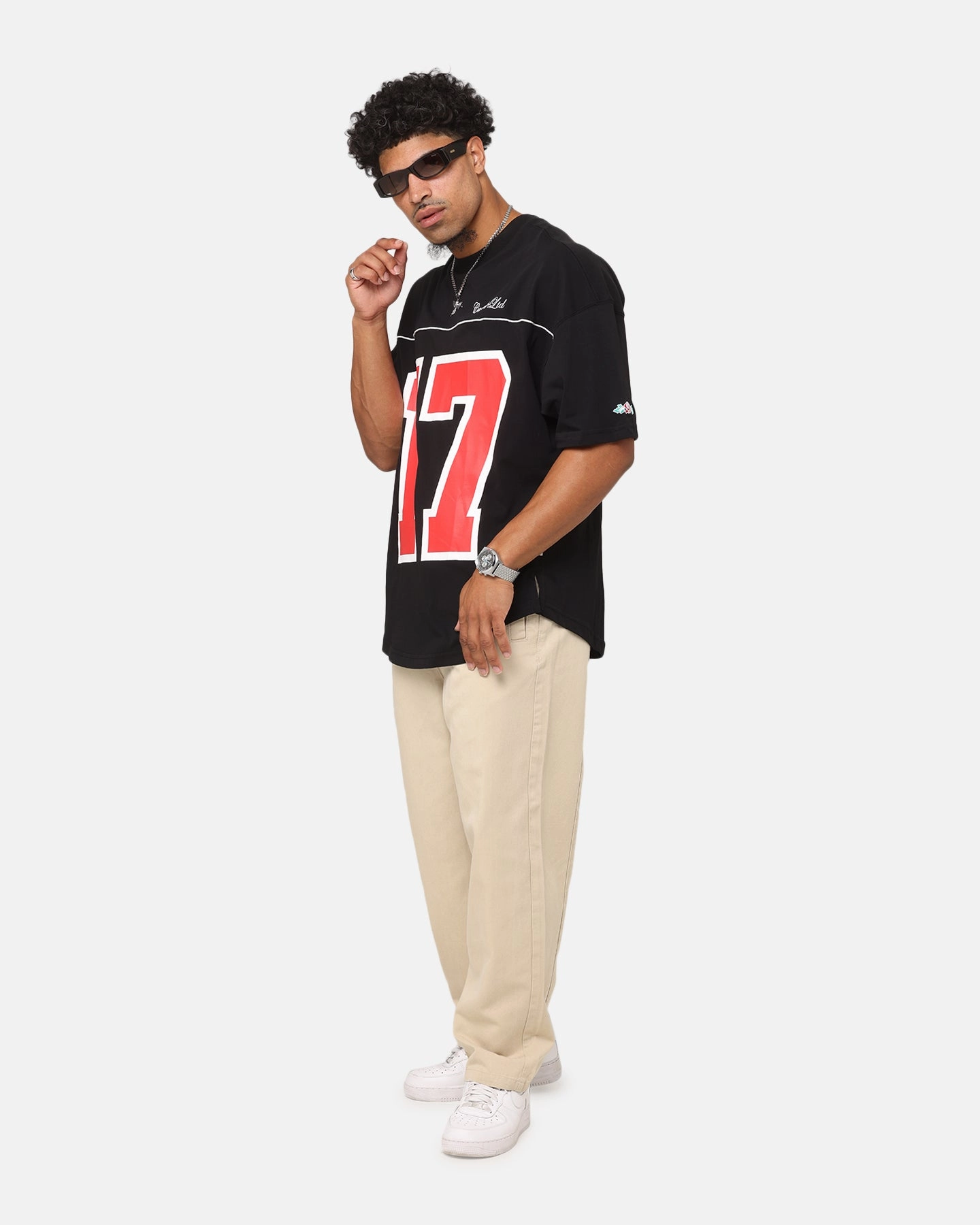 Carre Hitta Grid Iron T-Shirt Black/Red Layerable Look Casual Layer Wear