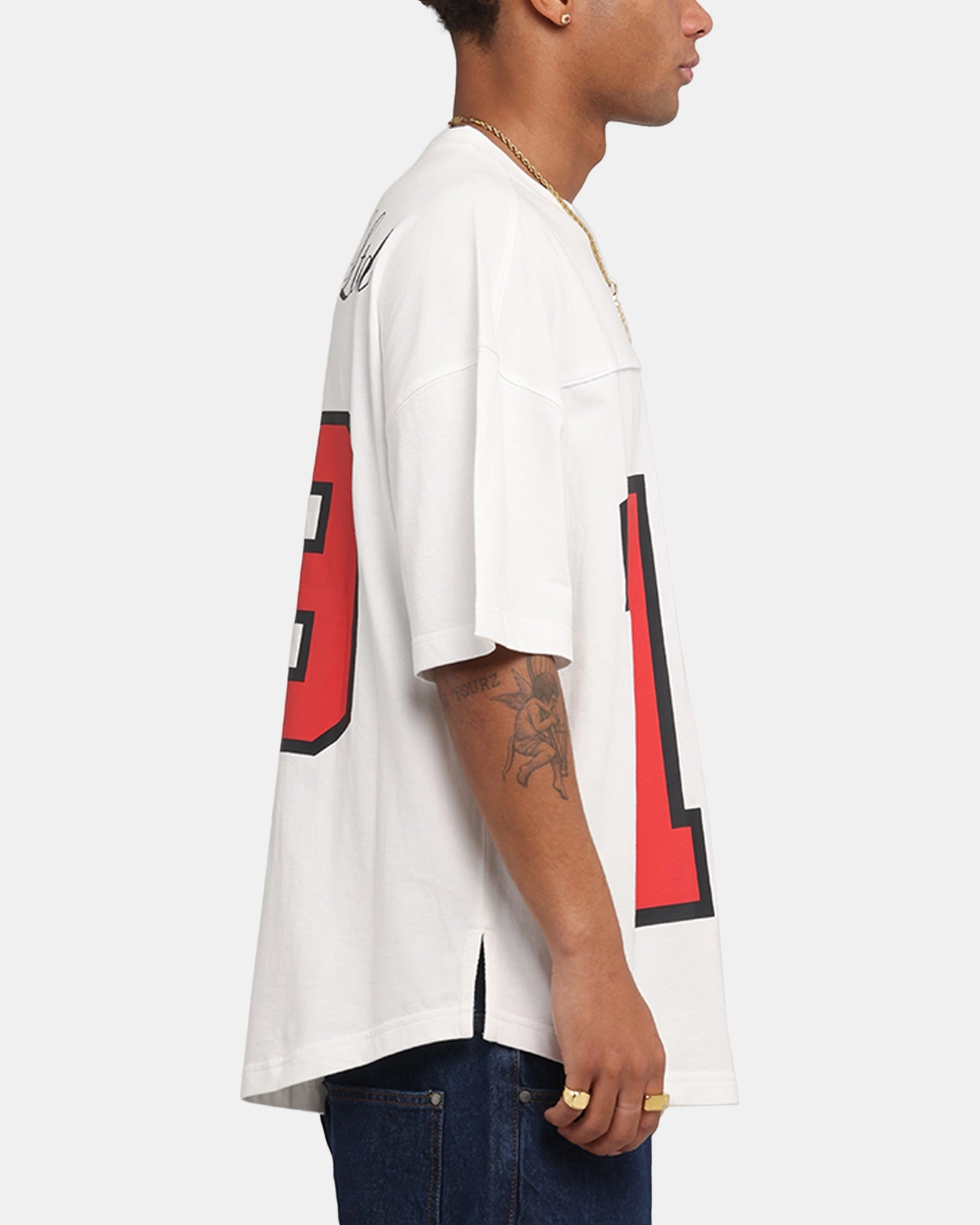 Simple Wear Carre Hitta Grid Iron T-Shirt Off White/Red