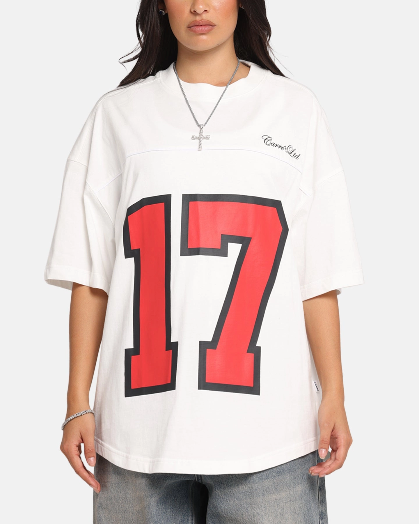 Anti-bacterial Carre Hitta Grid Iron T-Shirt Off White/Red