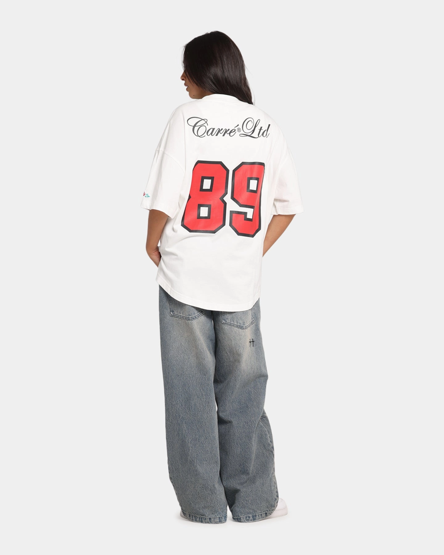 Pilling Resistant Finish Carre Hitta Grid Iron T-Shirt Off White/Red