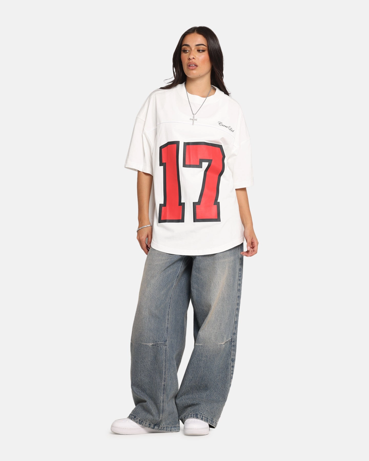 Seasonal Must-Have Casual Fit Carre Hitta Grid Iron T-Shirt Off White/Red