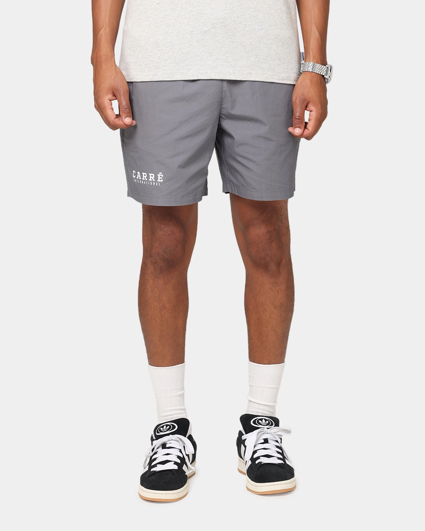 Contoured Articulation Carre International Beach Shorts Charcoal