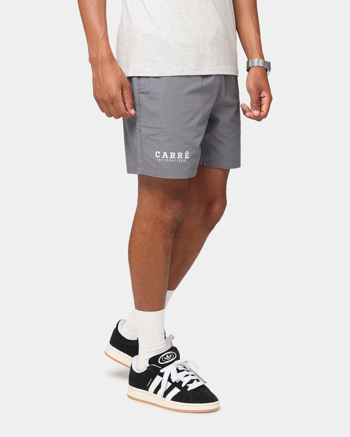 Pocket Reinforcement Quick Drying Fabric Carre International Beach Shorts Charcoal