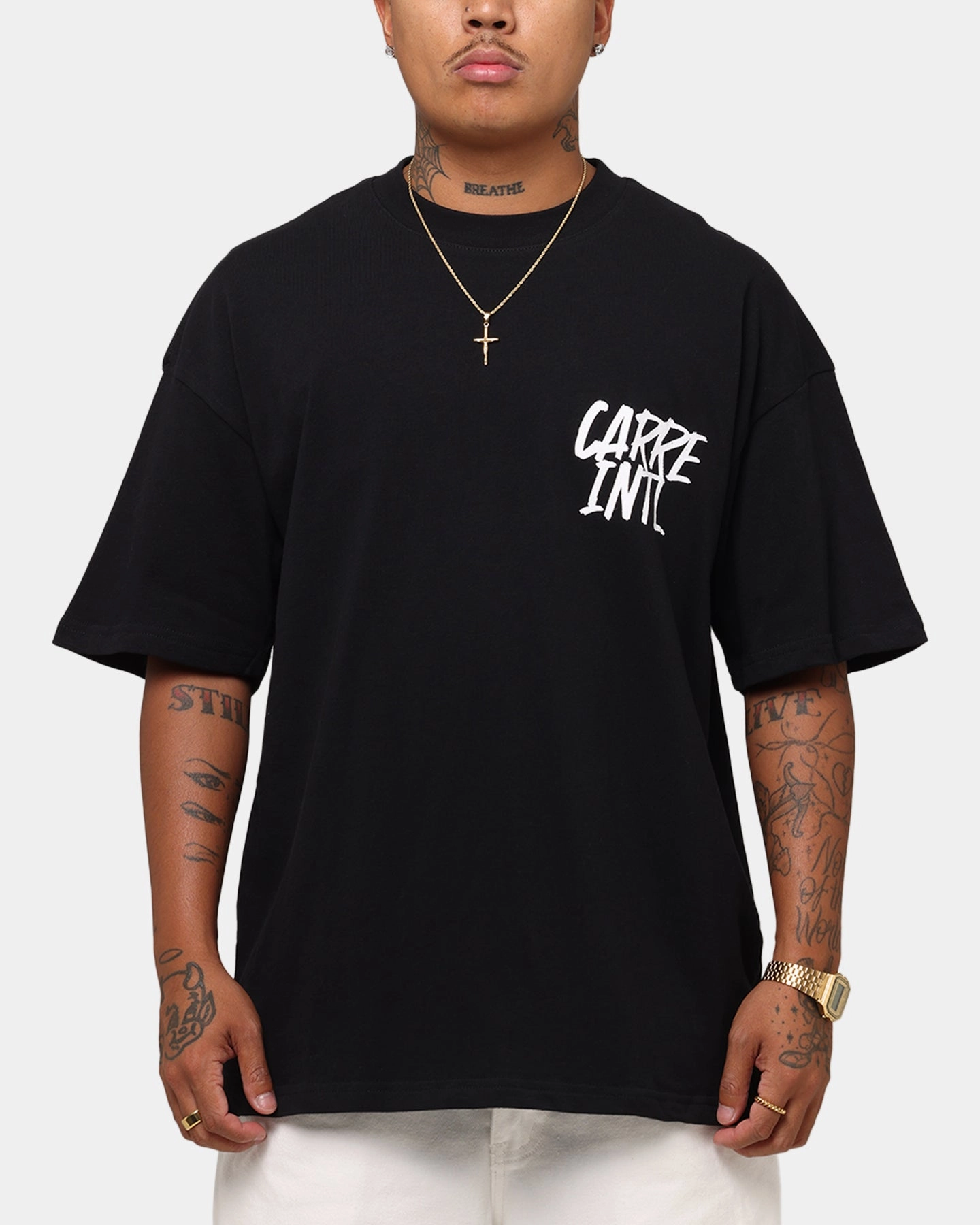Carre Intl Drop Shoulder T-Shirt Black Active Wearable Light Style Trend