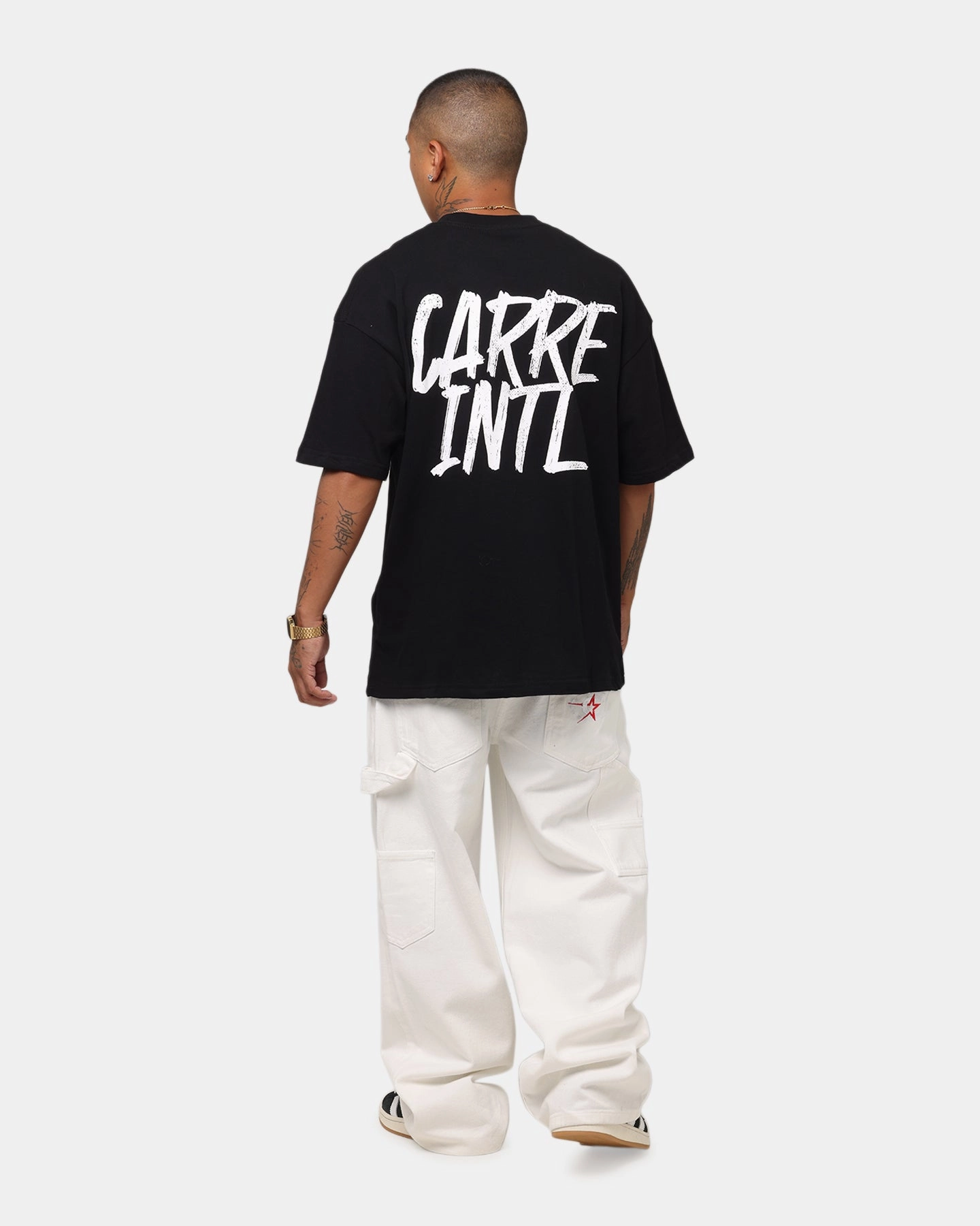 Carre Intl Drop Shoulder T-Shirt Black Bright Color Essential Top
