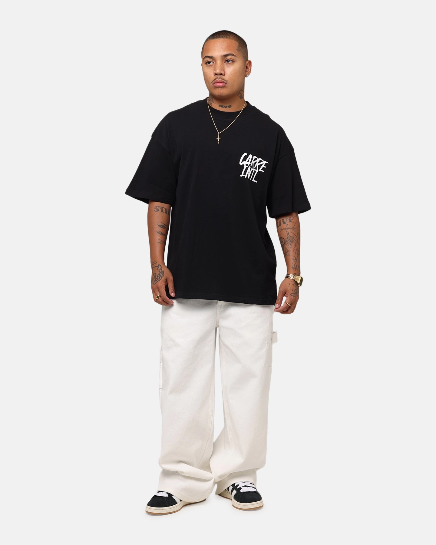 Fashionable Fit Carre Intl Drop Shoulder T-Shirt Black