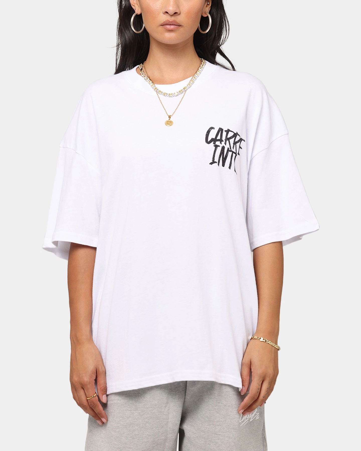 Carre Intl Drop Shoulder T-Shirt White print design