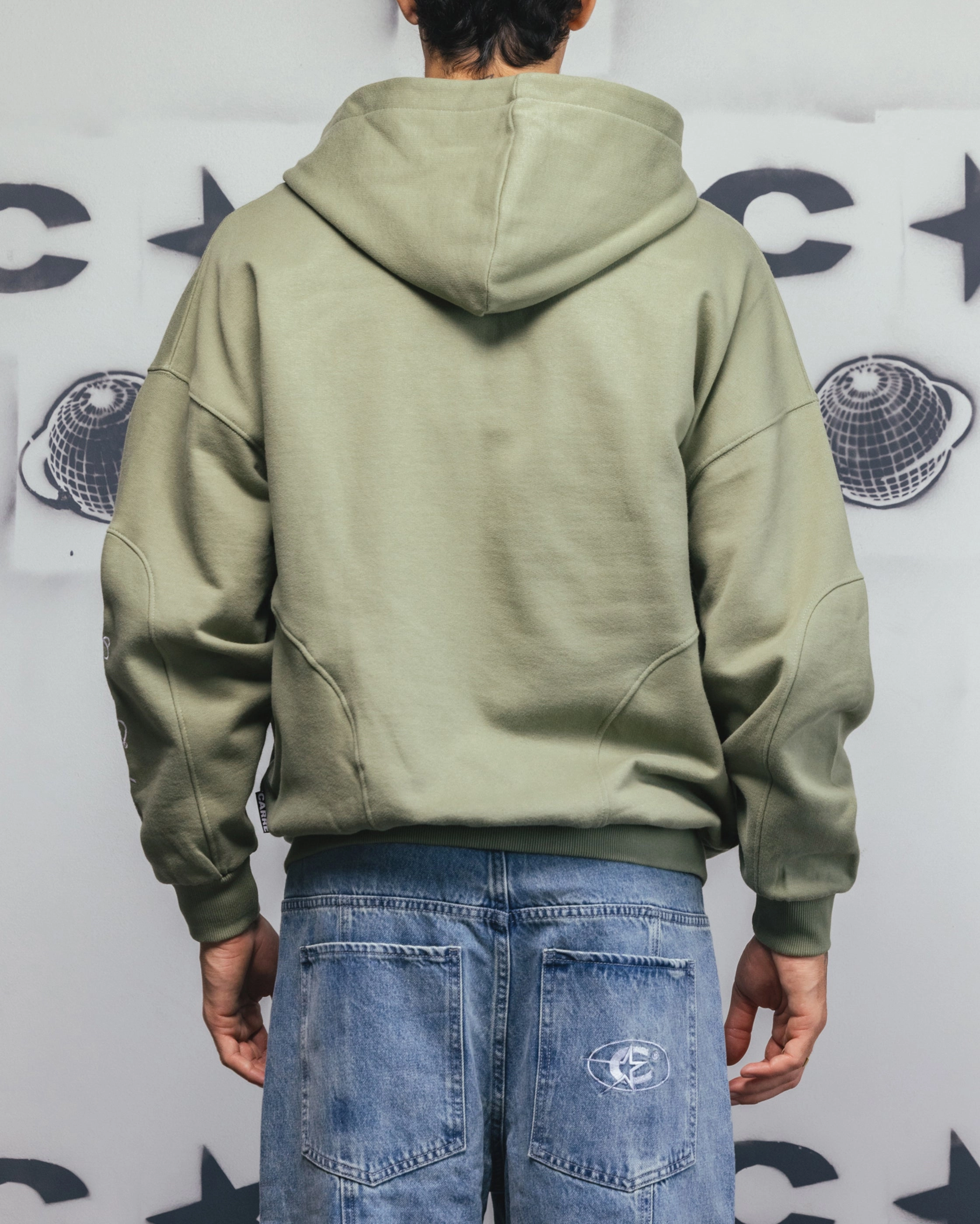 Carre Legacy Panelled Zip Hoodie Green Inspire