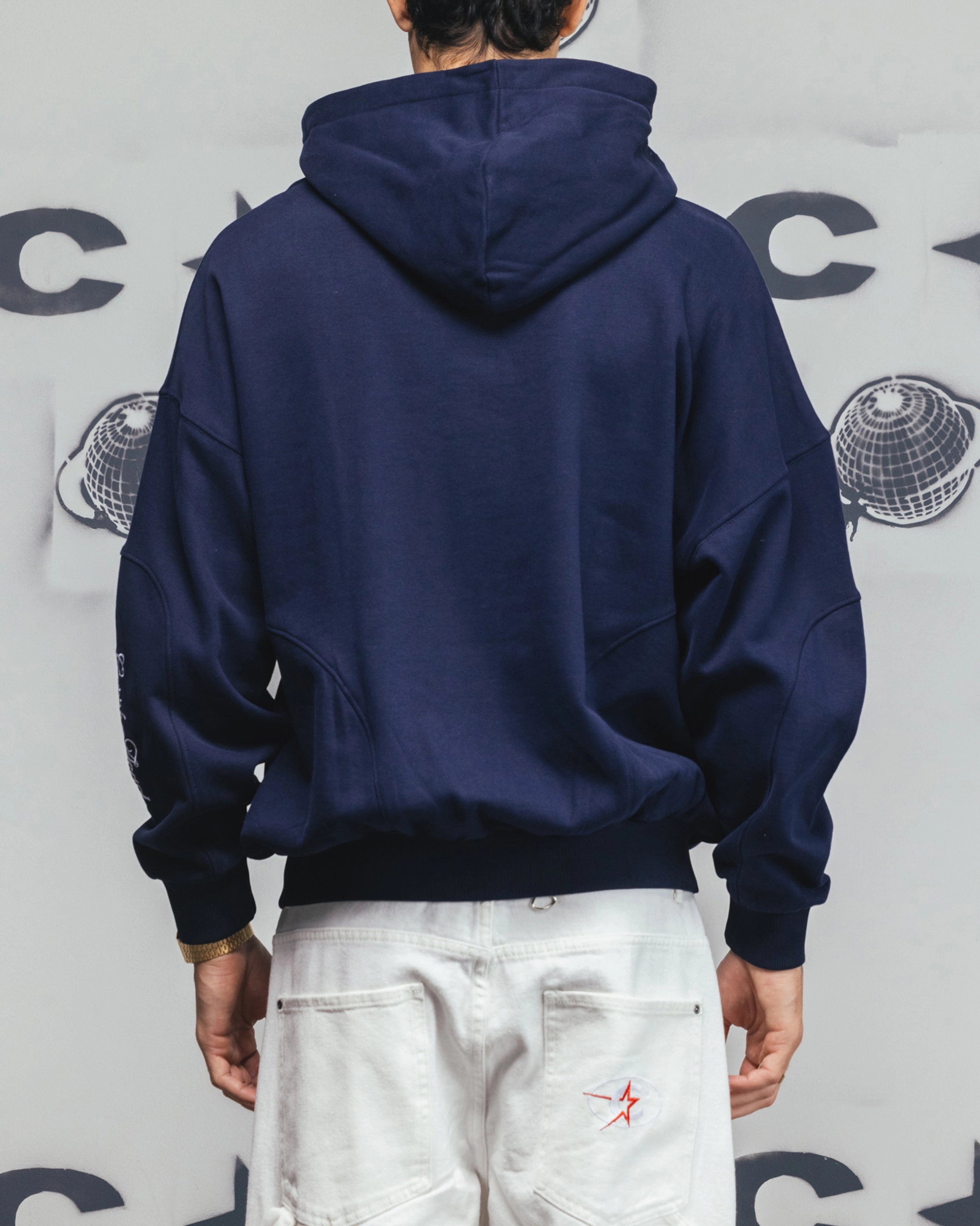 Versatile Outerwear New Year's Carre Legacy Panelled Zip Hoodie Navy