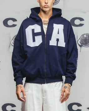 Carre Legacy Panelled Zip Hoodie Navy QuiltedPattern packable