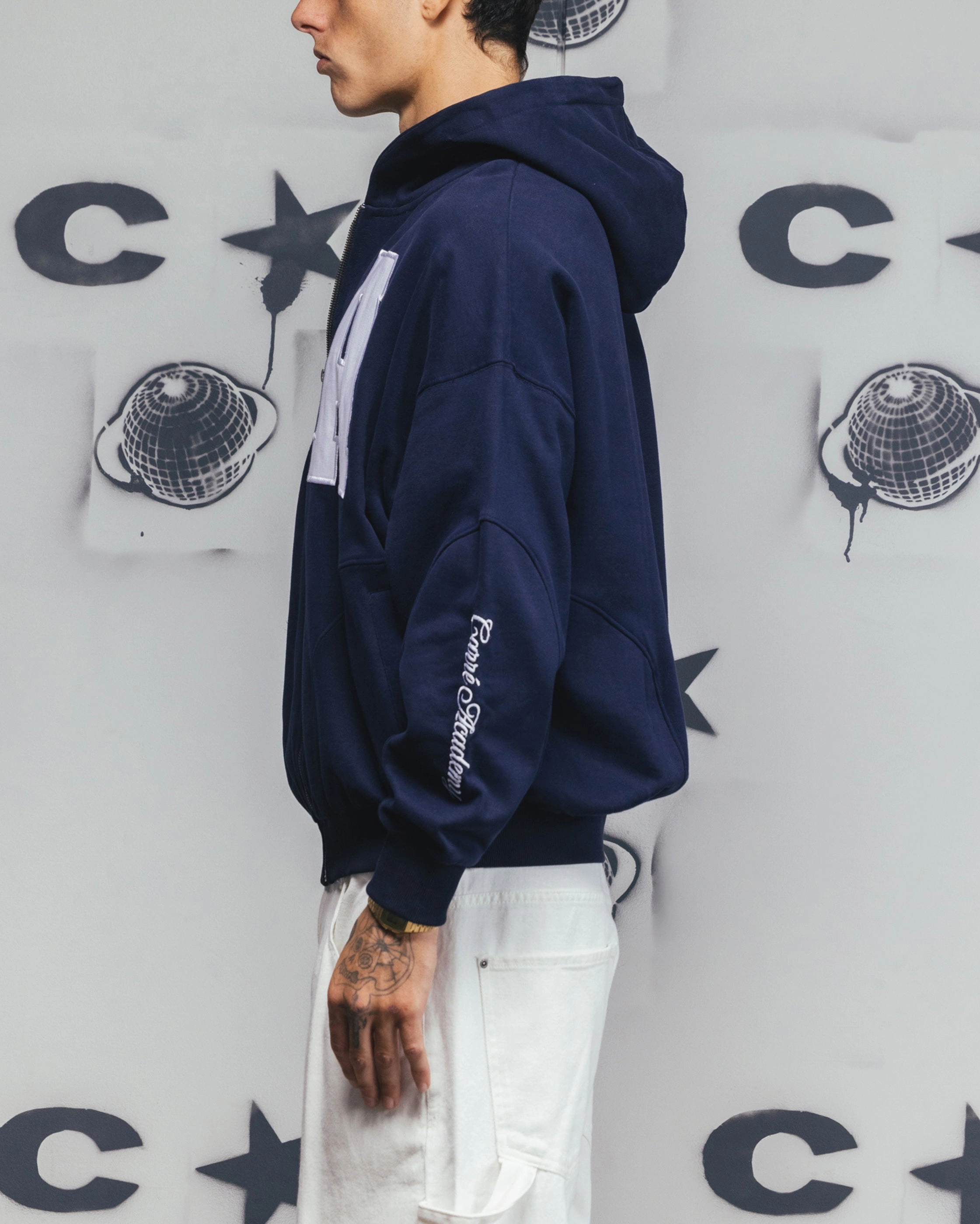 Carre Legacy Panelled Zip Hoodie Navy License Active Lifestyle