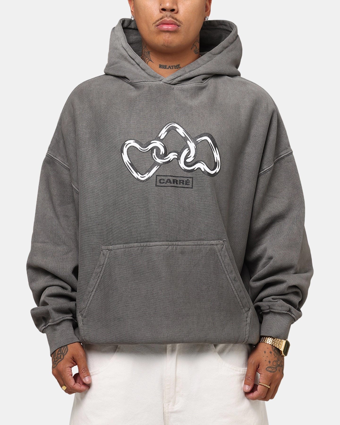Carre Link Hoodie Washed Charcoal Potential Container