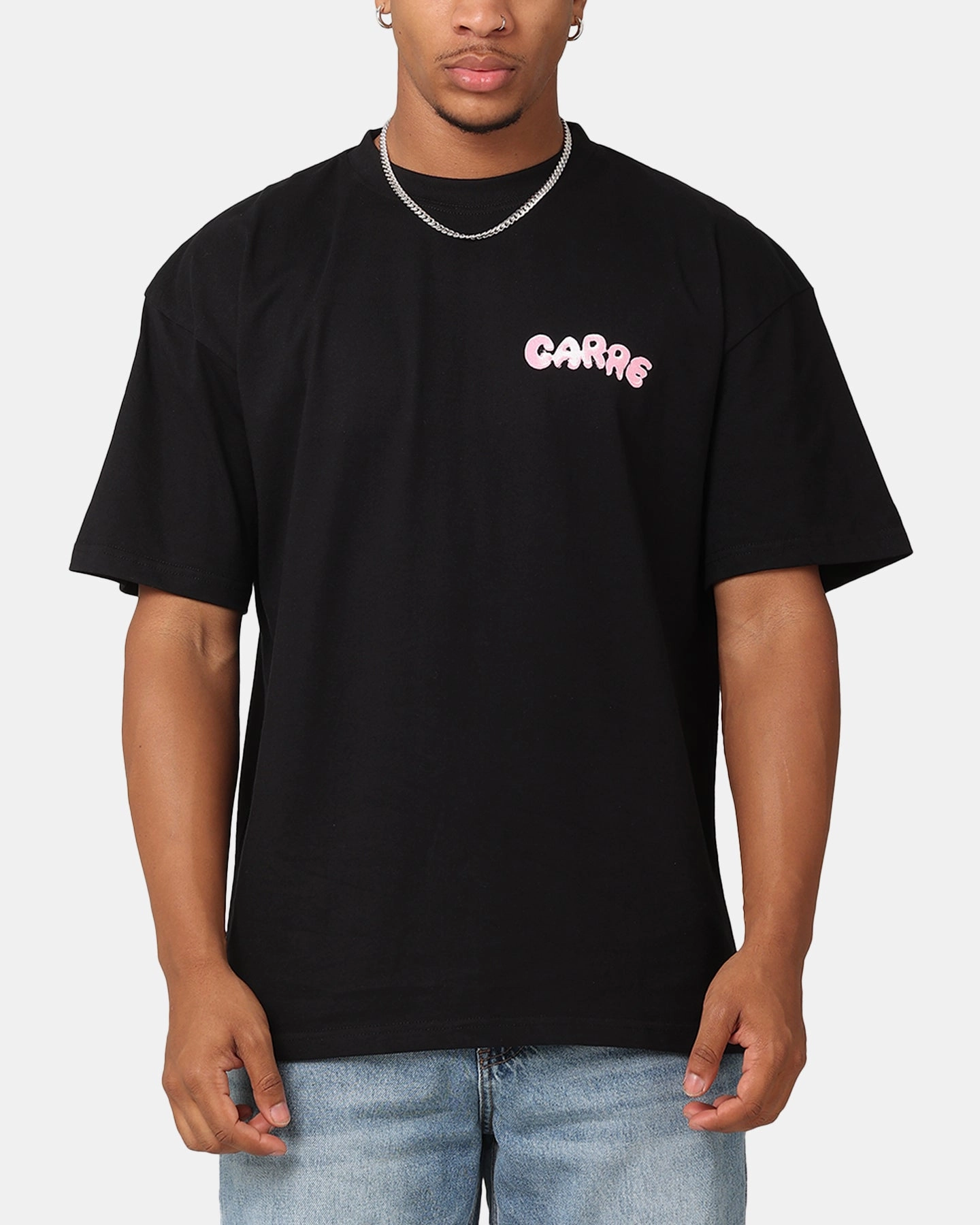 Prom Stretch Jersey Knit Carre Melted Drop T-Shirt Black