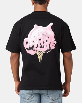 Carre Melted Drop T-Shirt Black Durable Collar Construction