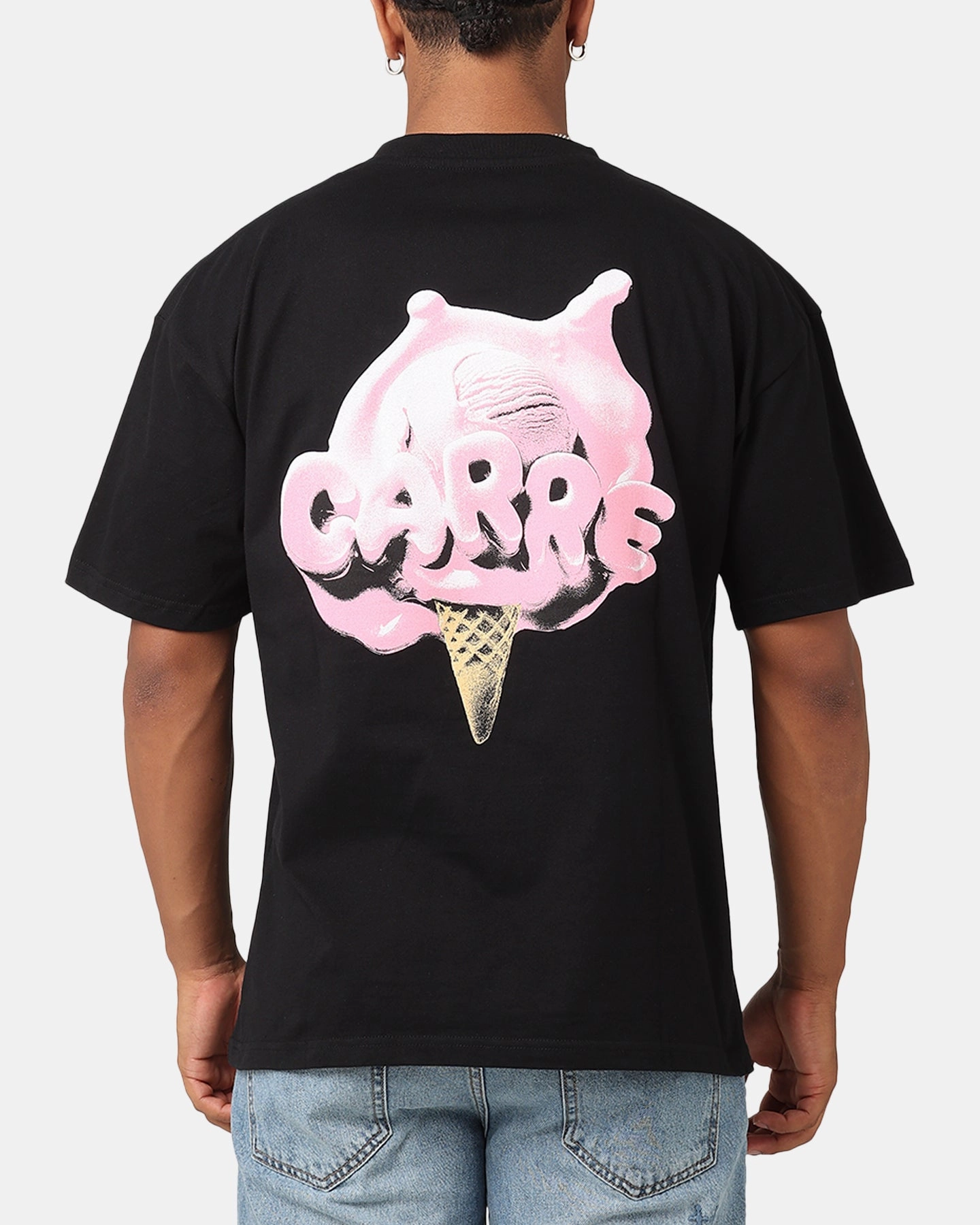 Carre Melted Drop T-Shirt Black Durable Collar Construction
