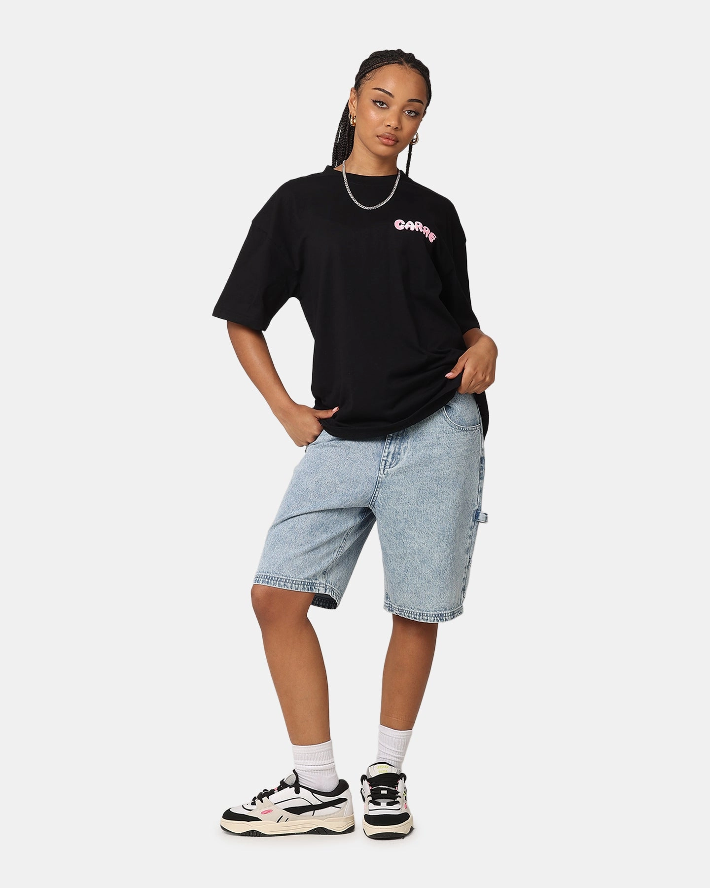 Vibrant Prints Seam Free Back Carre Melted Drop T-Shirt Black
