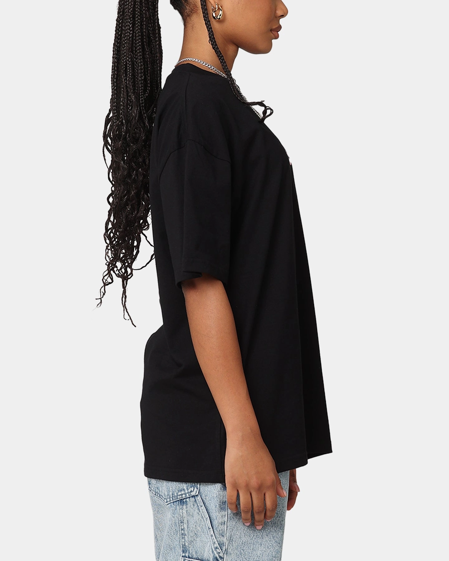 Fun and Relaxed Lace trim Carre Melted Drop T-Shirt Black