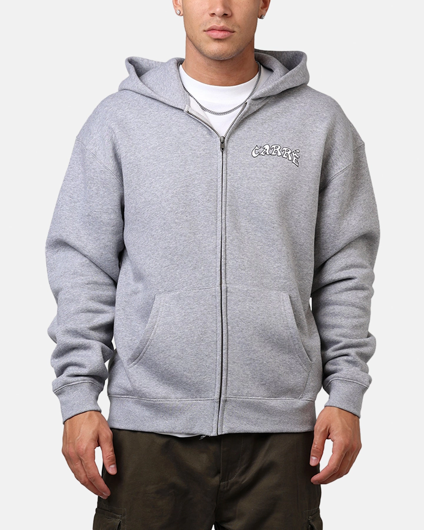 Ergonomic Shoulder Panels Carre Members Only Zip Hoodie Grey Marle
