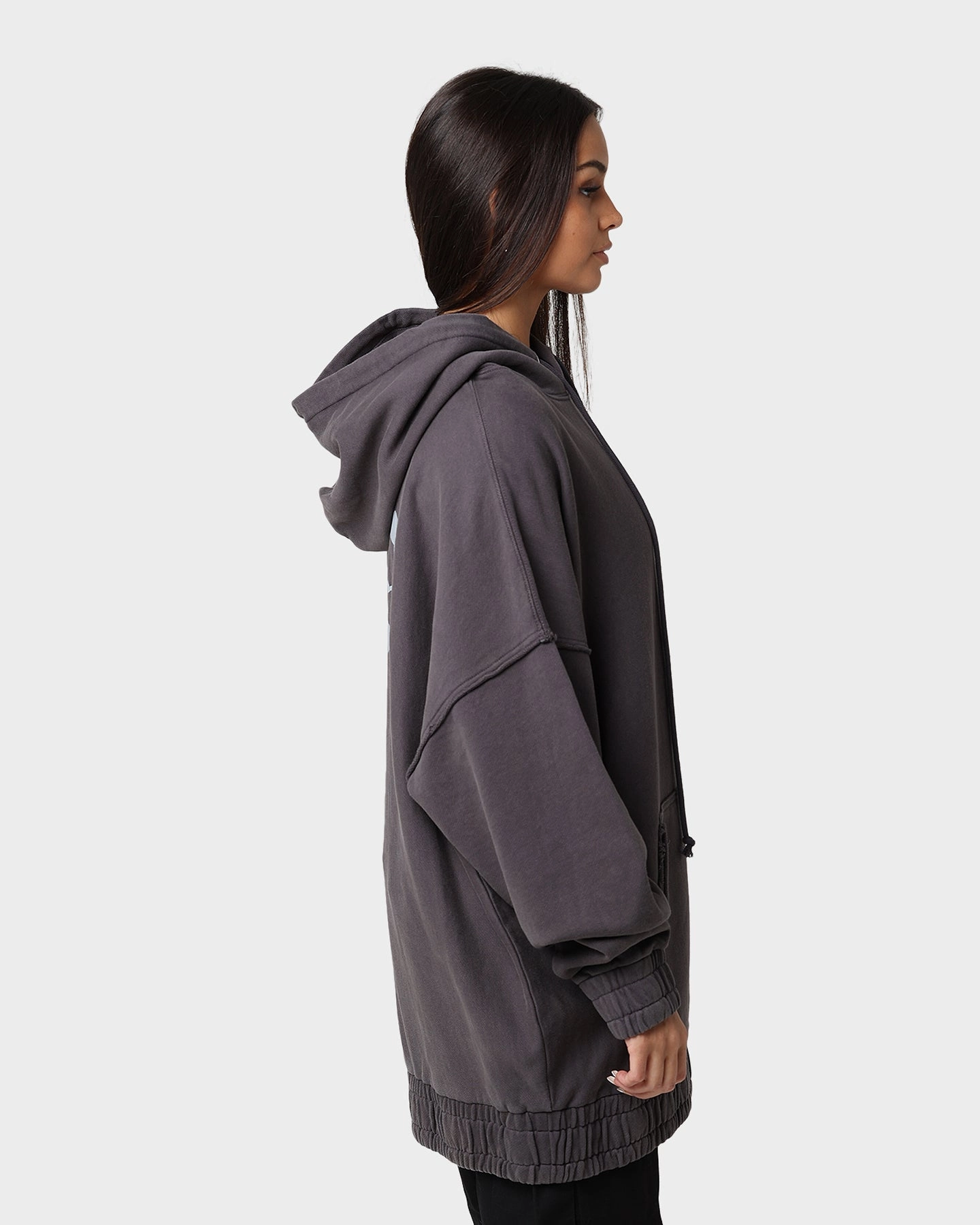 Casual Style Carre Metalle Distressed Hoodie Washed Grey
