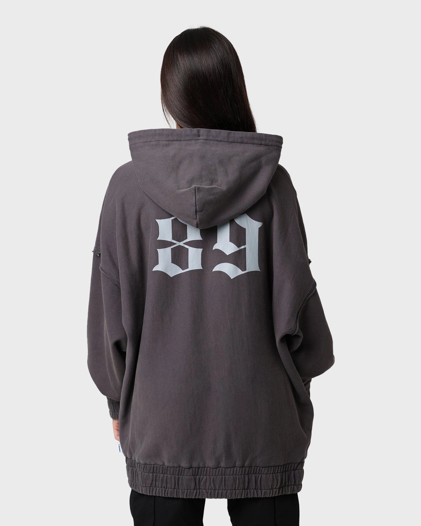 Faith Carre Metalle Distressed Hoodie Washed Grey