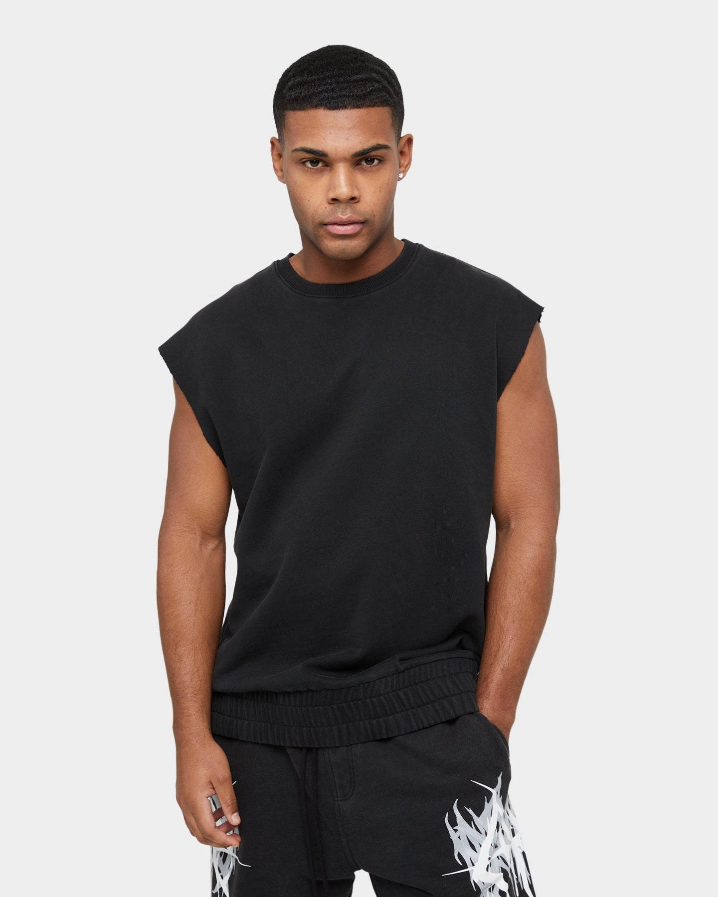 Carre Metalle Muscle Crewneck Black Non Restrictive Cut Outdoor Smart