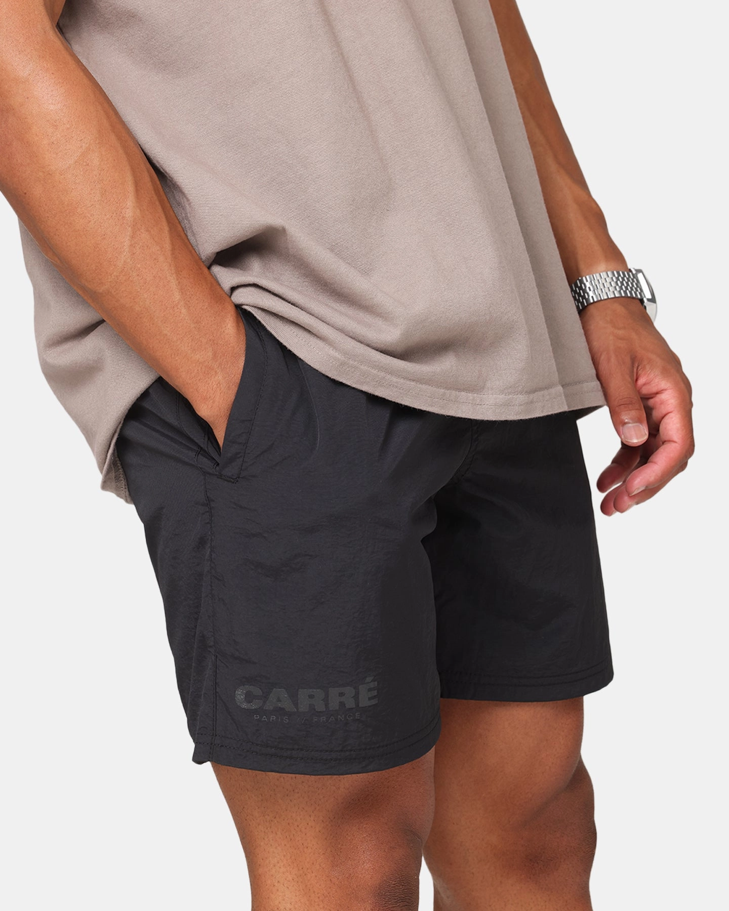 Carre Motion Beach Shorts Black Flexible Stretch Waist