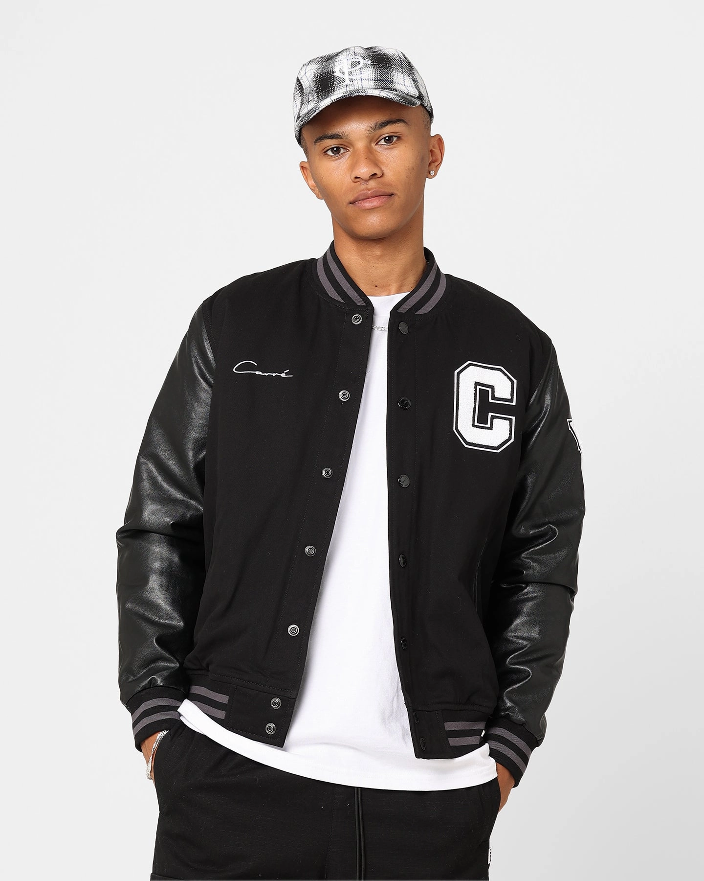 Carre MVP Varsity Jacket Black/White Abrasion Resistant Material Protective Layering
