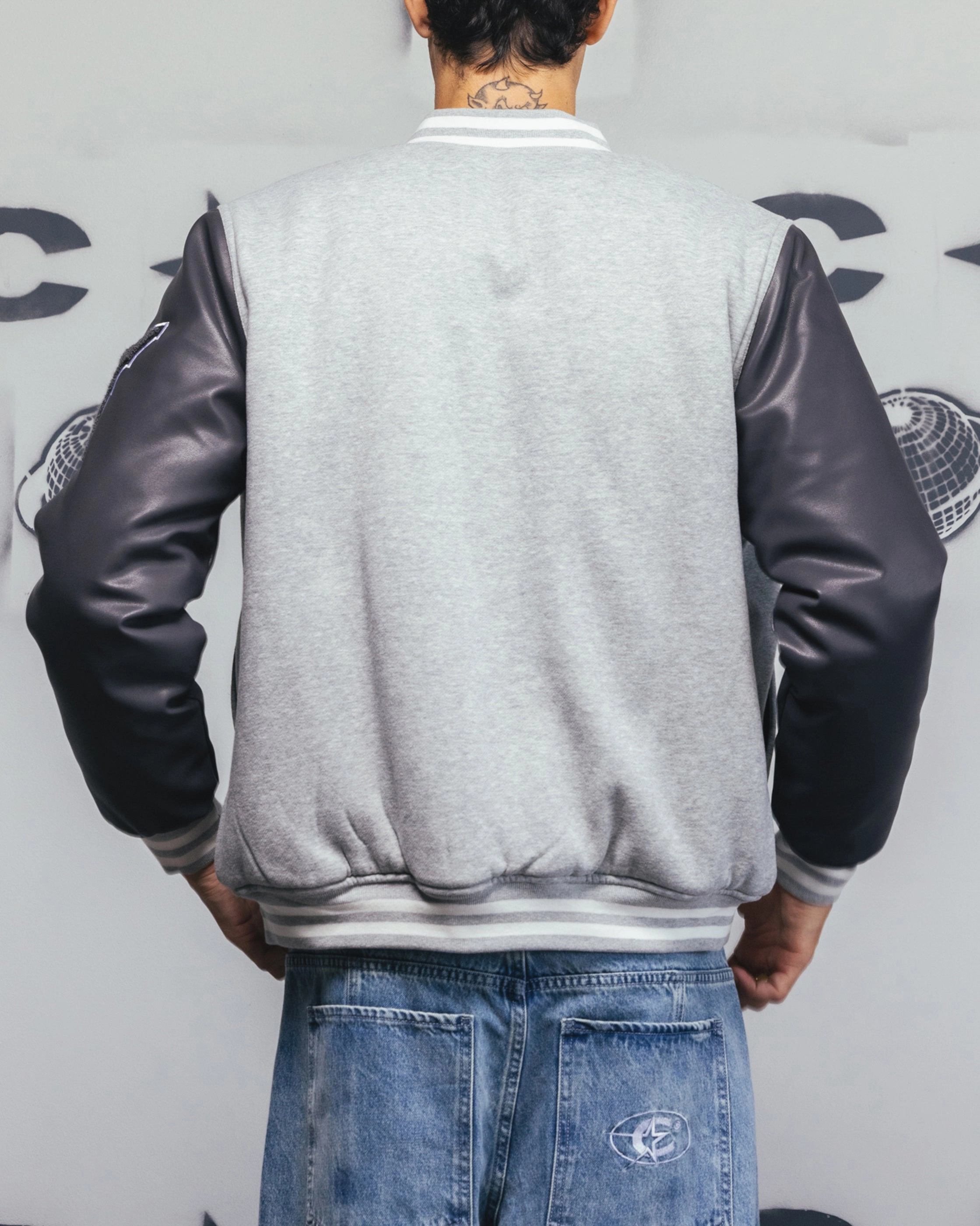 Cozy Core Graphic Carre MVP Varsity Jacket Grey