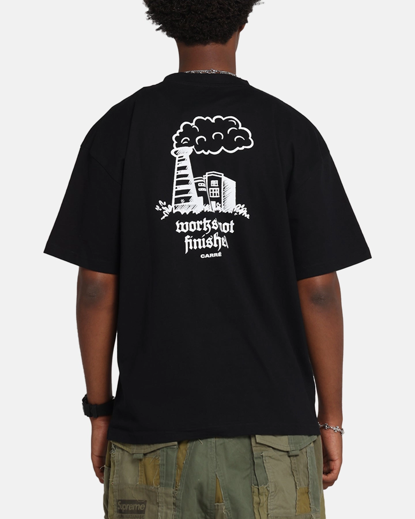 Stylish Layering Carre Not Finished T-Shirt Black