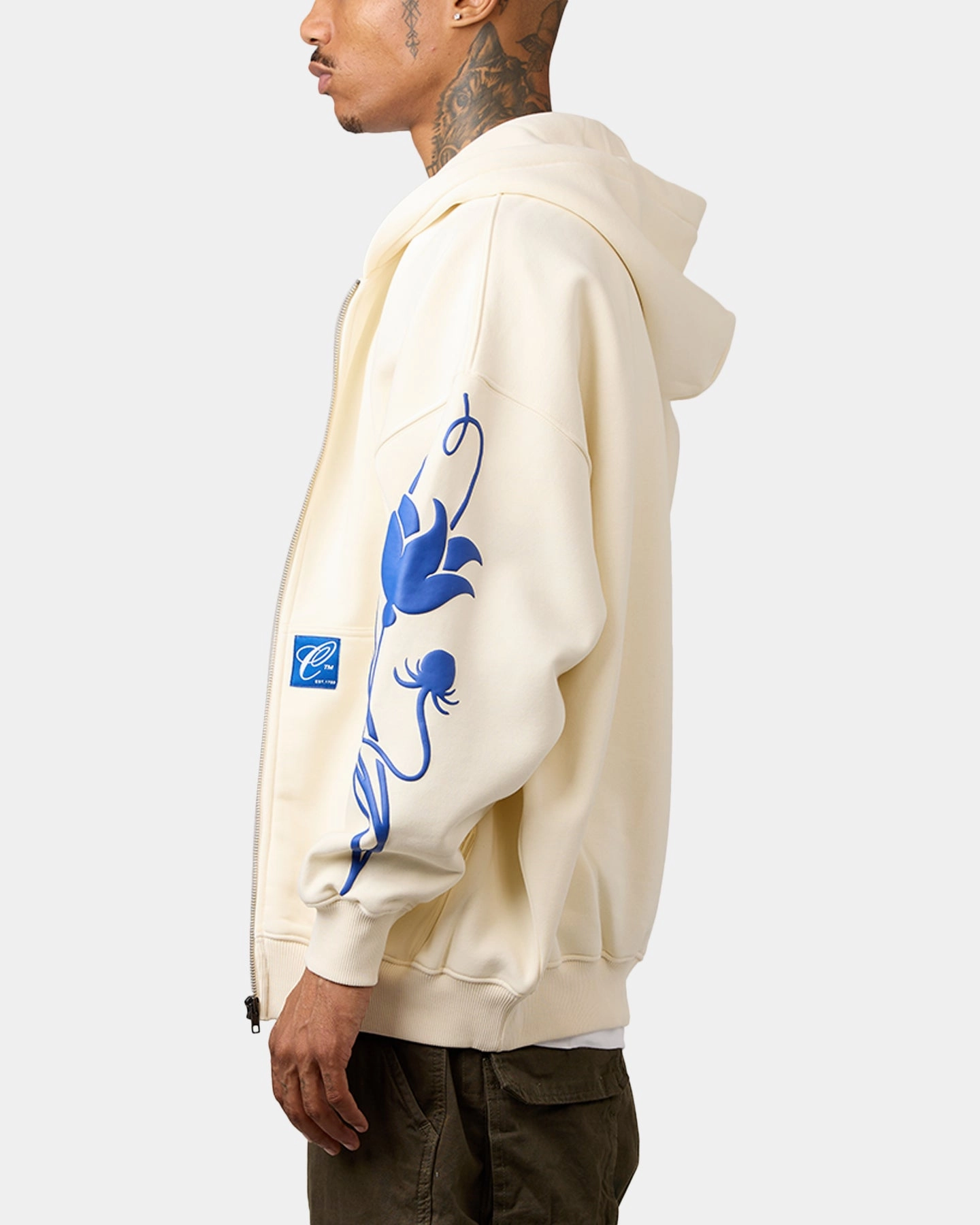 Casual Warmth Frictionless Cuffs Carre Nouveau Full Zip Hoodie Off White