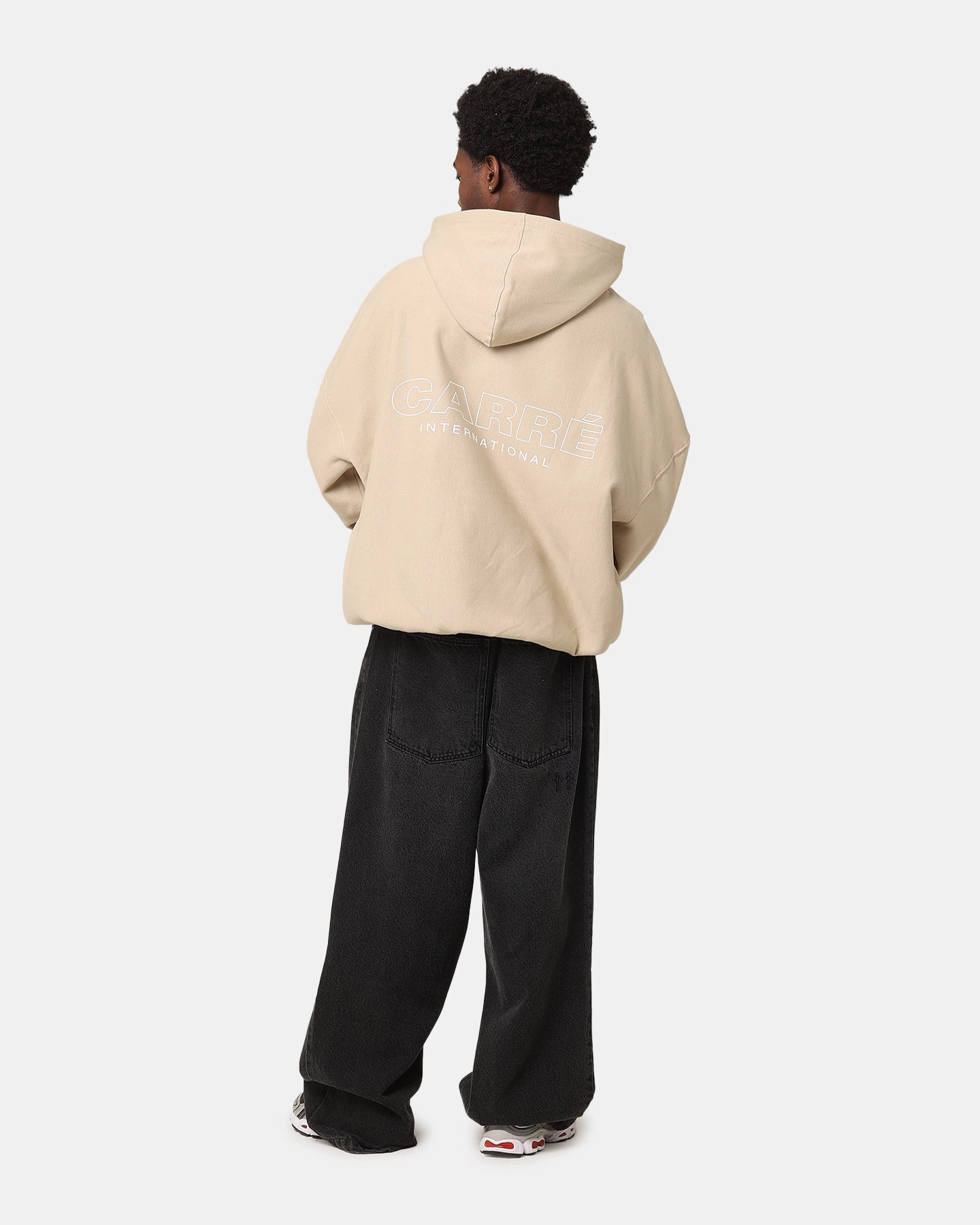 futuristic Carre Out Motion Hoodie Stone