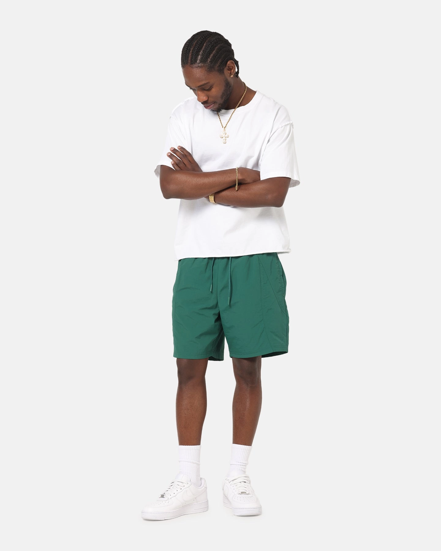 Carre Panelled Nylon Shorts Green spandex blend