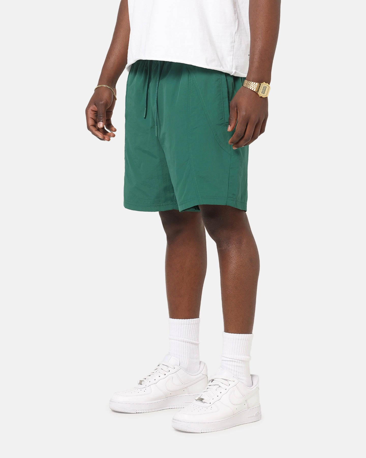 Carre Panelled Nylon Shorts Green camping clothes