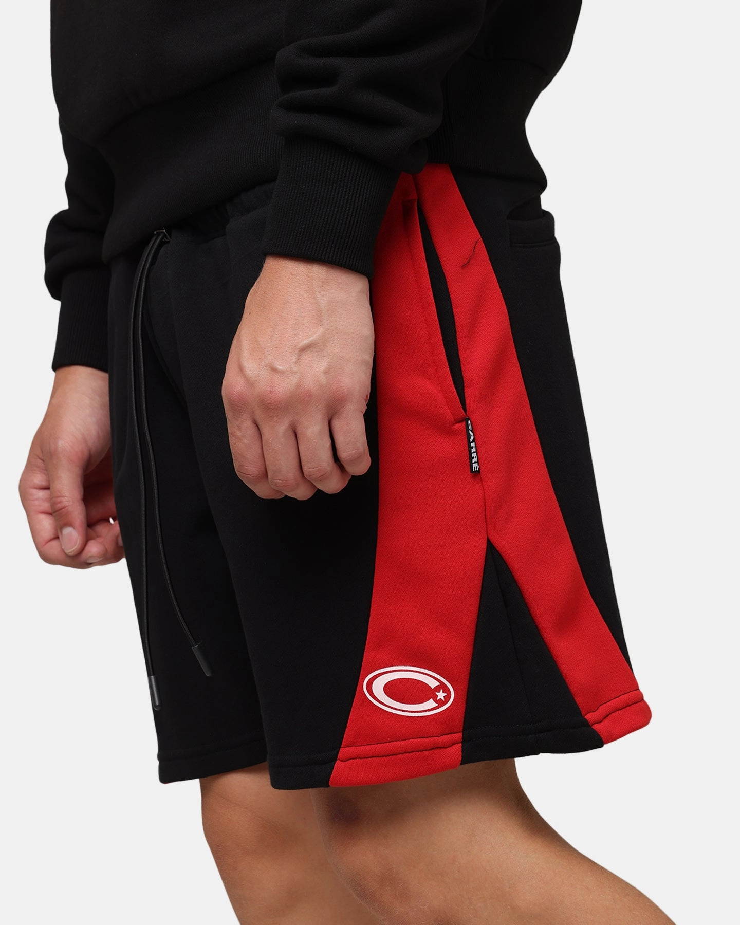 No Slip Waistband Carre Panelled Shorts Black/Red