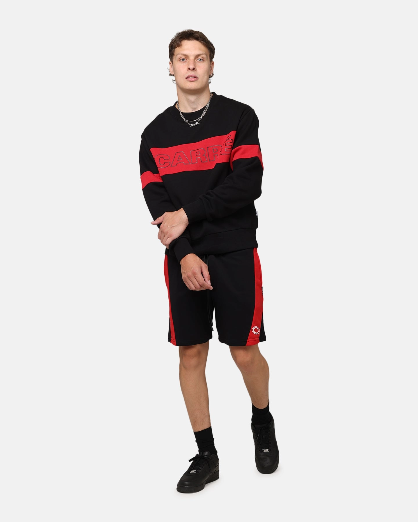 Machine washable Neat Look Carre Panelled Shorts Black/Red