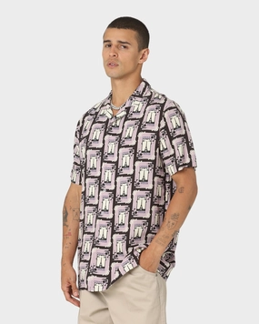 Spring Collection Solid Color Carre Parisian Rugu Short Sleeve Button Up Shirt Multi-coloured