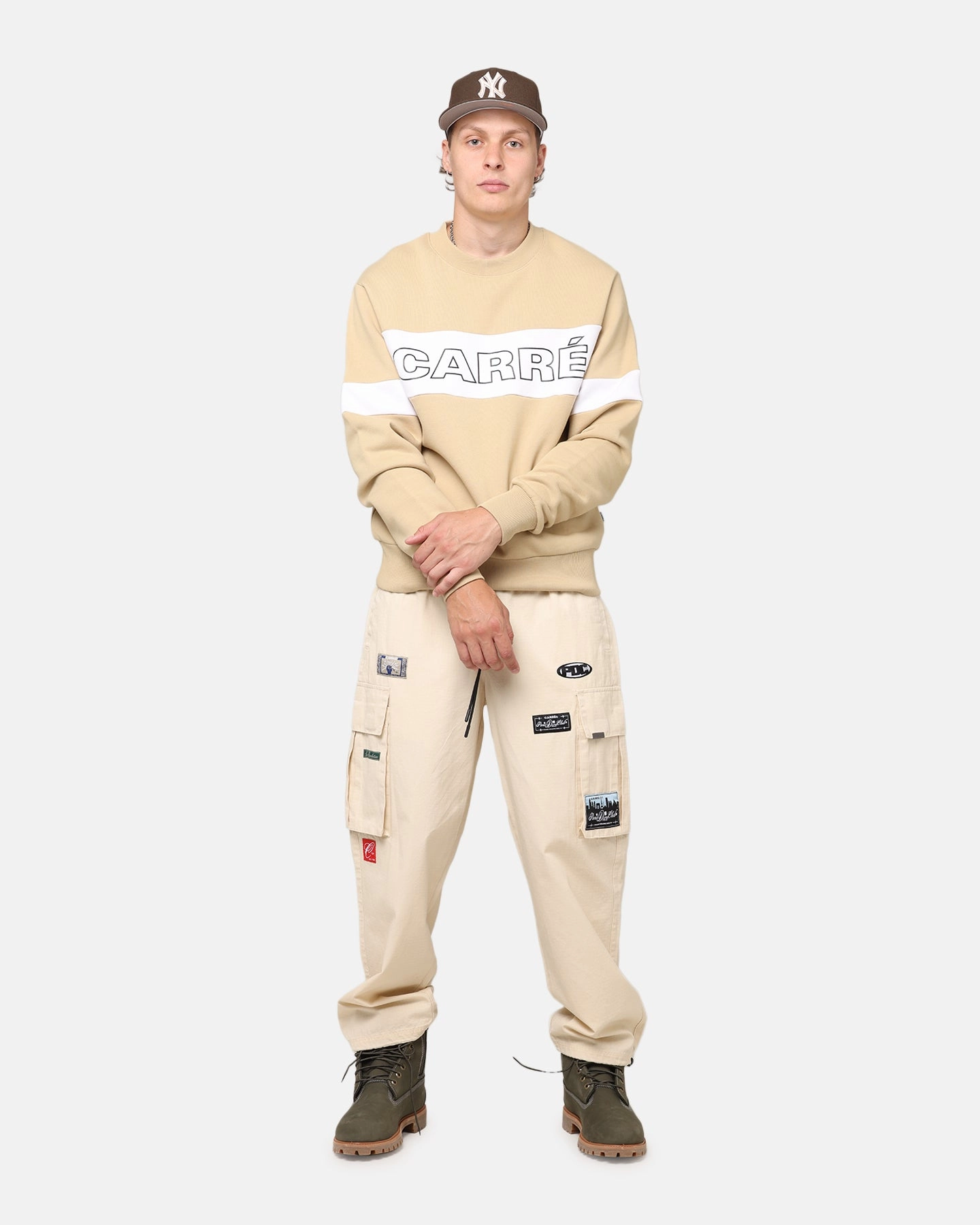 Zip-off legs Carre Patchwork Cargo Jogger Cream