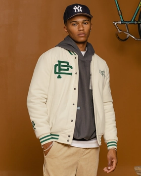 Carre Peace Varsity Jacket Off White/Green motorcycle Service