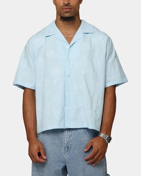 Carre Posy Button Up Shirt Light Blue/White Brunch Outfit