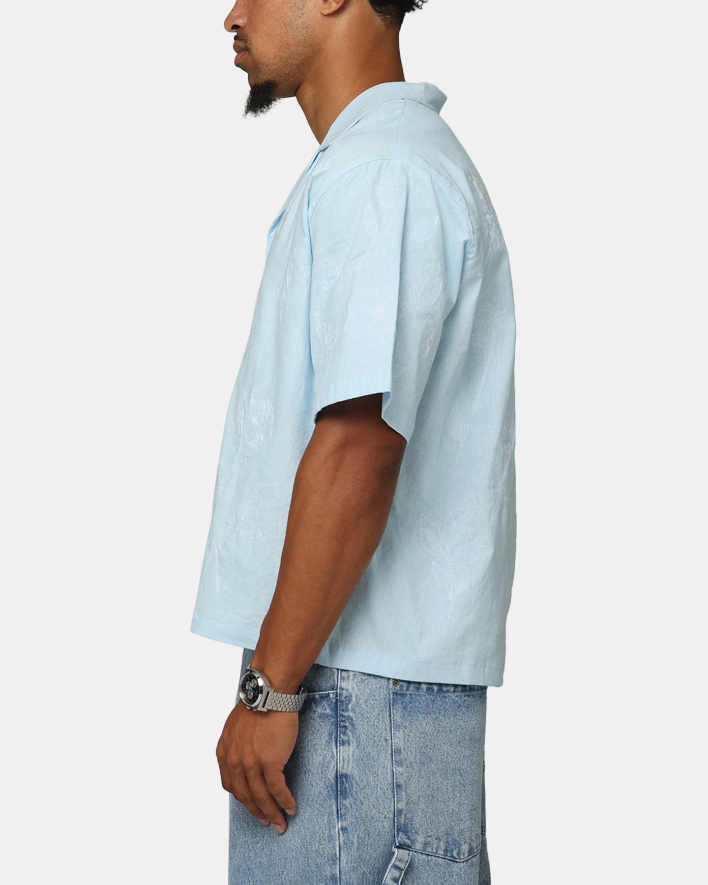 Carre Posy Button Up Shirt Light Blue/White Regular Fit