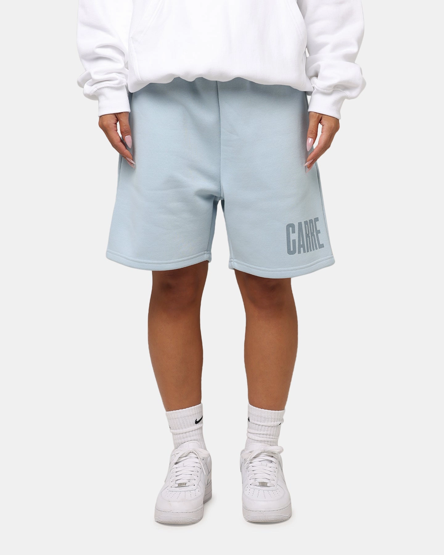 Breathable Lining High Waist Carre Premium Essentials Sweat Shorts Baby Blue