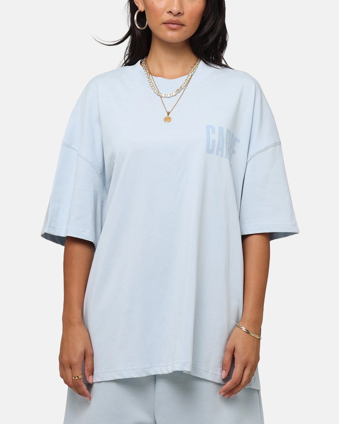 Heathered Fabric Versatile and Comfortable Carre Premium Essentials T-Shirt Baby Blue