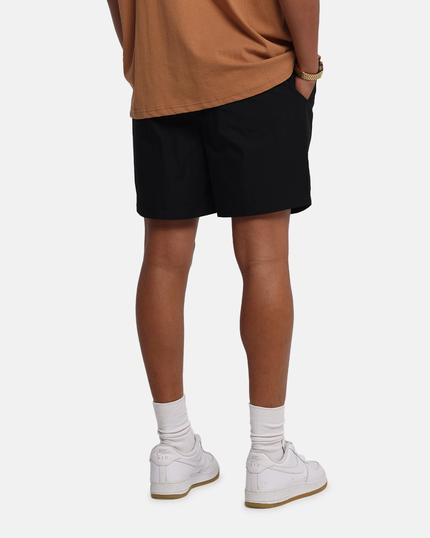 Carre Prestige Script Beach Shorts Black Multi Panel Construction Budget - friendly