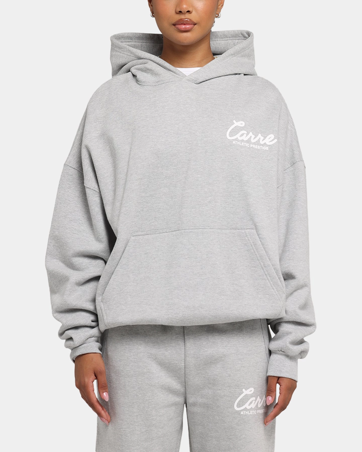 Carre Prestige Script Hoodie Grey Marle family gathering