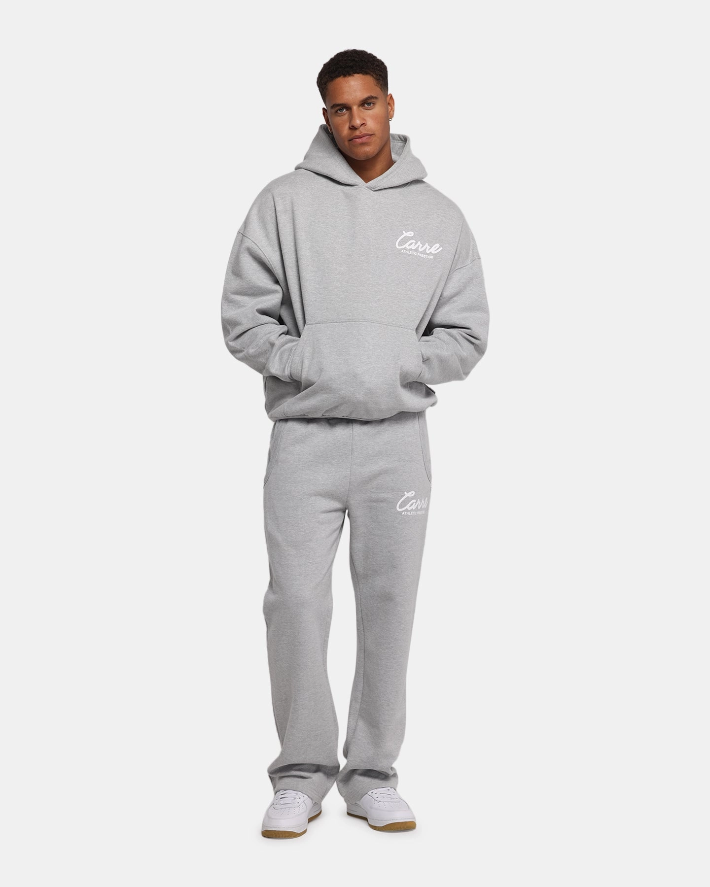 Low noise Carre Prestige Script Hoodie Grey Marle