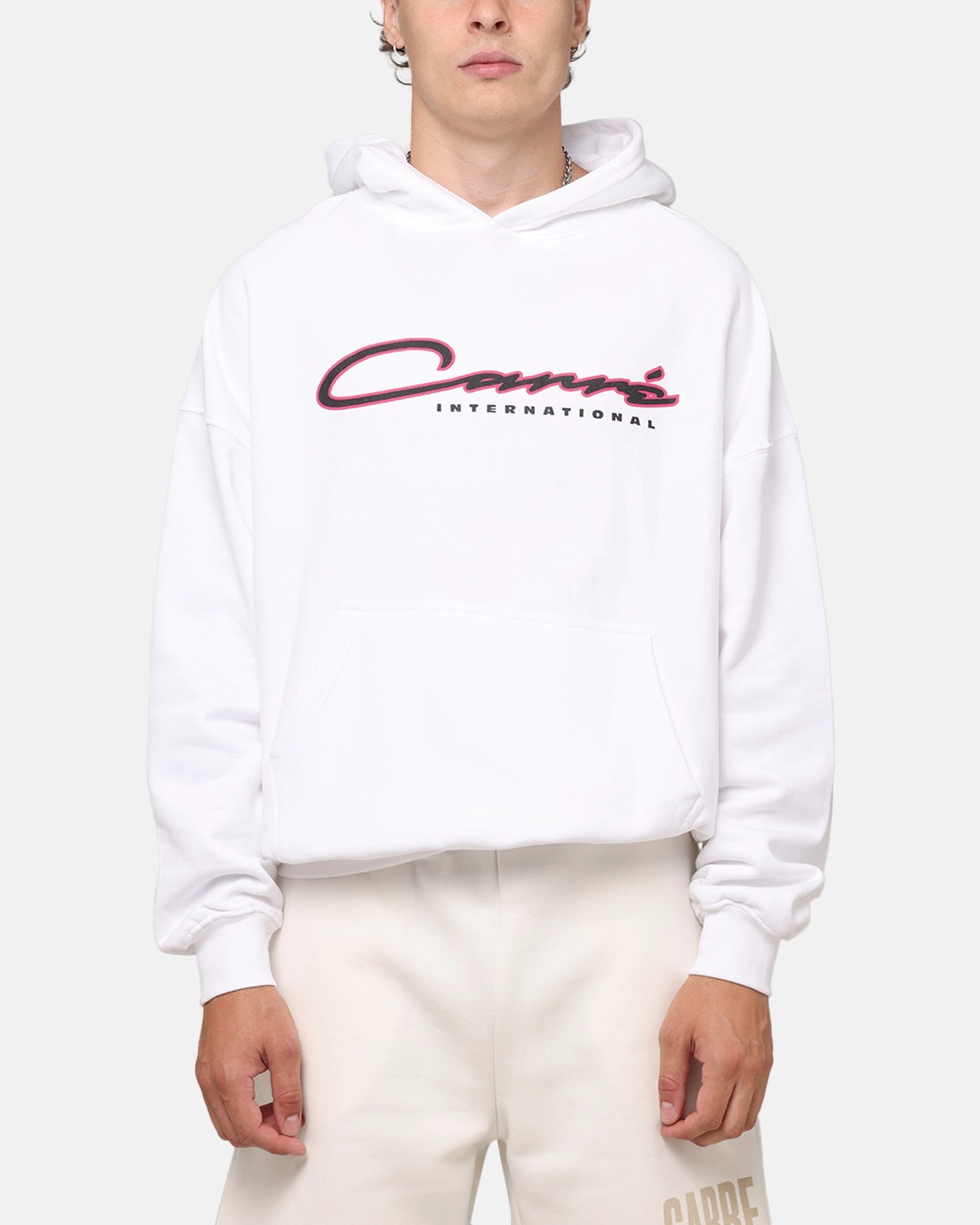 Carre Race Script Hoodie White Hygienic Lining Mesh Panel Insert