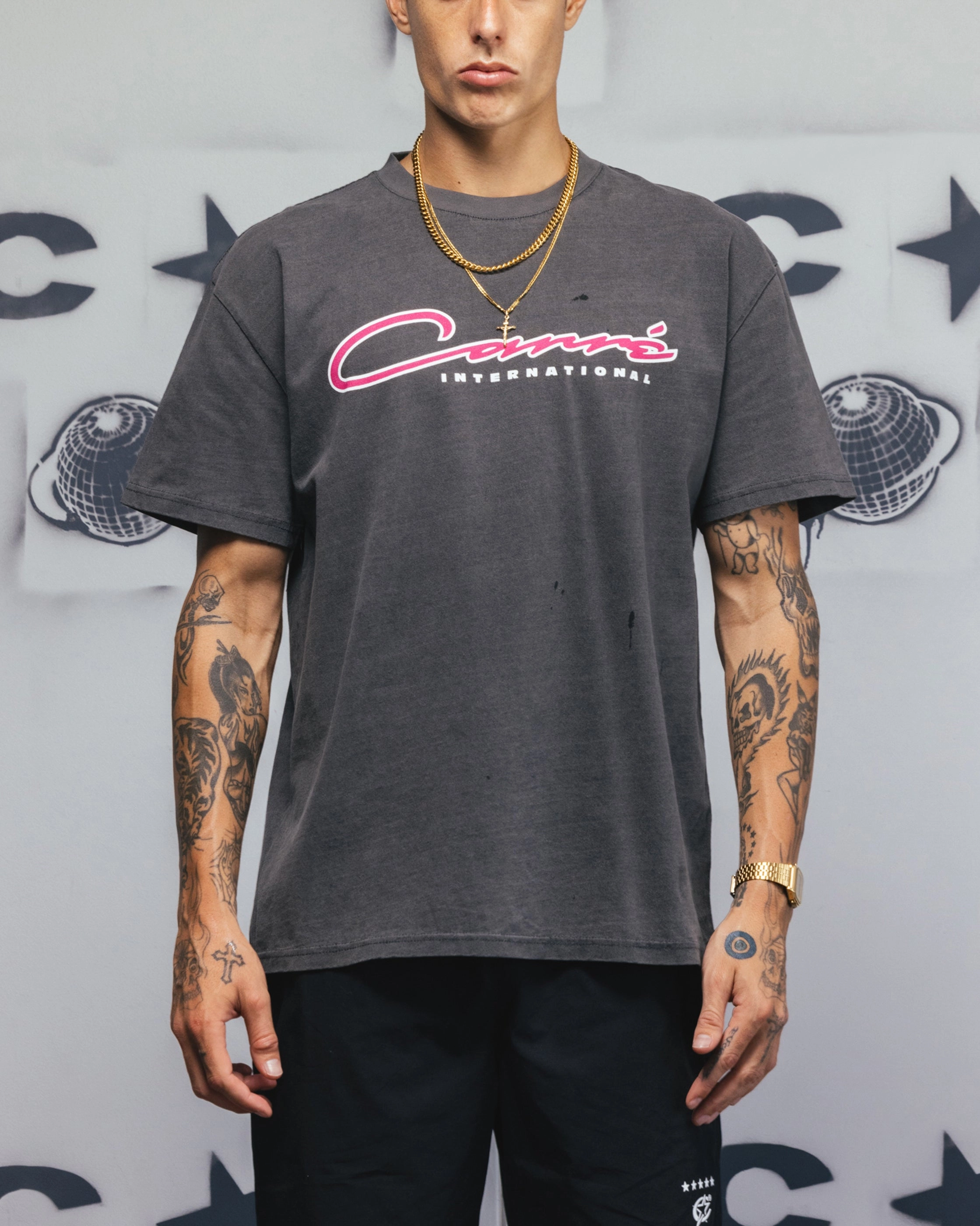 Carre Race Script T-Shirt Black Wash Everyday Fashion Comfortable Fit Wear