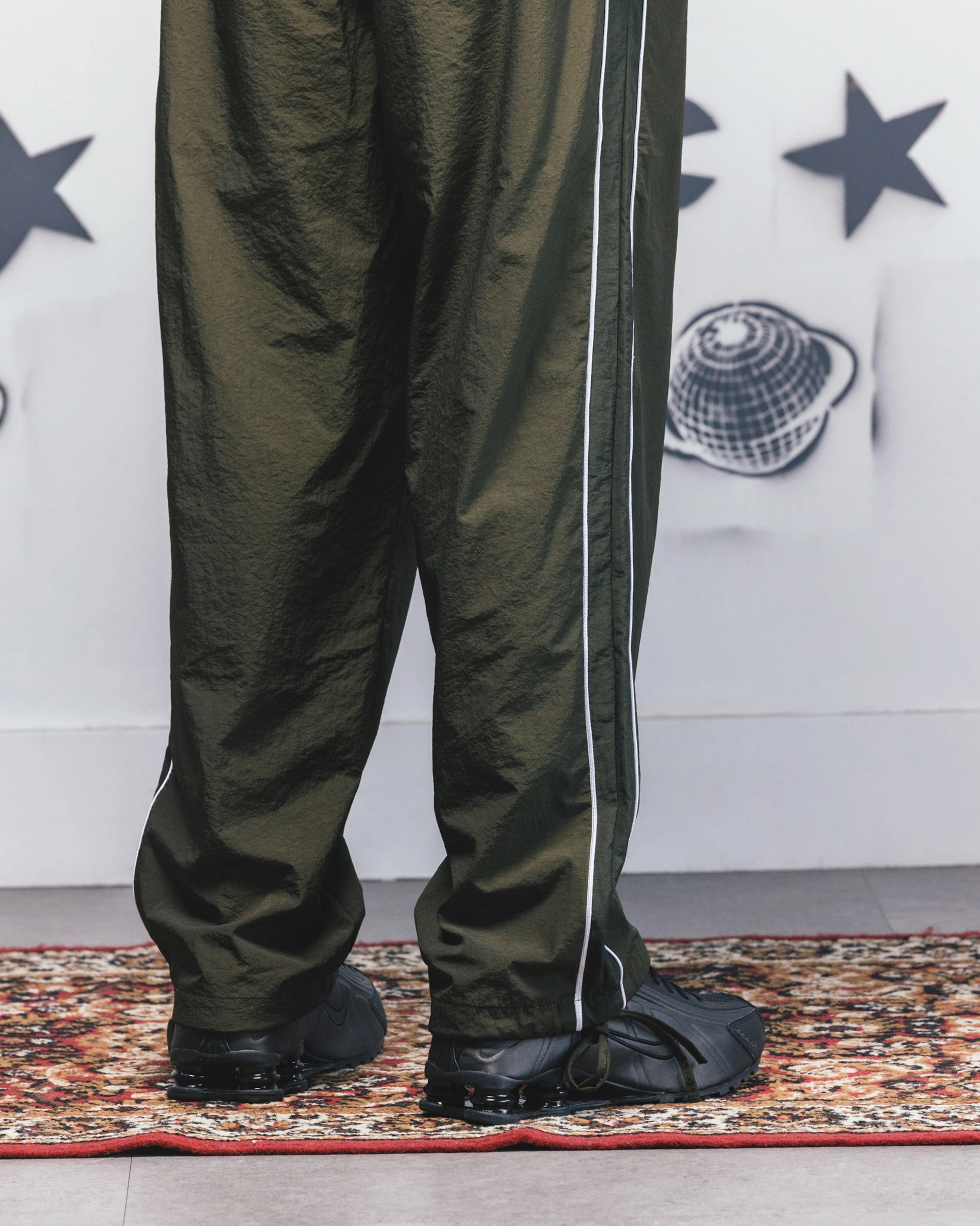 EcoFriendlyBlend Carre Rally Panelled Nylon Joggers Khaki